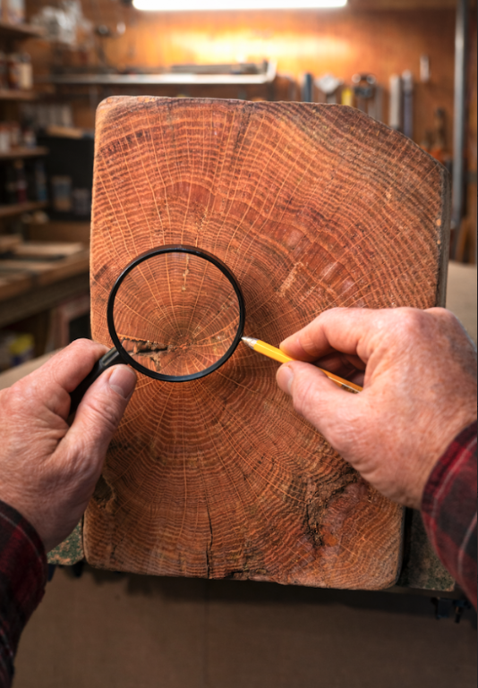 End Grain of Reclaimed Oak Barn Beam